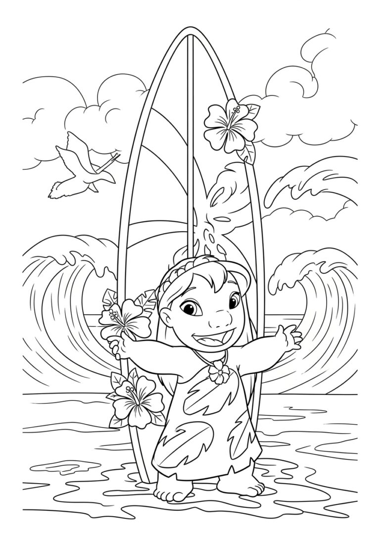 Lilo Surfboard Coloring Page Lilo Surfboard Coloring Page