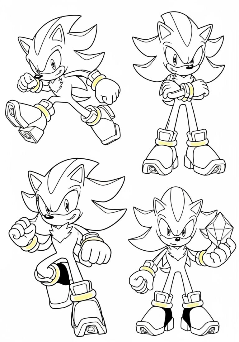 Shadow Sonic Color Page: Free Printable for Kids Shadow Sonic Color Page: Free Printable for Kids