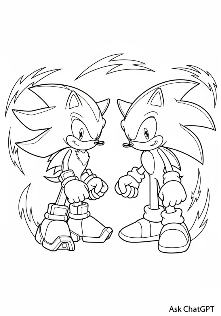 Shadow Sonic Coloring Page: Printable Fun for Kids Shadow Sonic Coloring Page: Printable Fun for Kids
