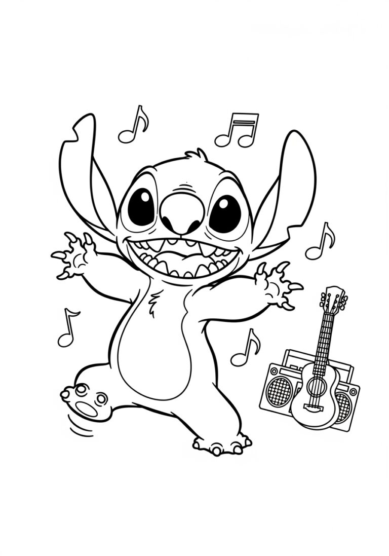 Stitch Dancing Coloring Page for Kids Stitch Dancing Coloring Page for Kids