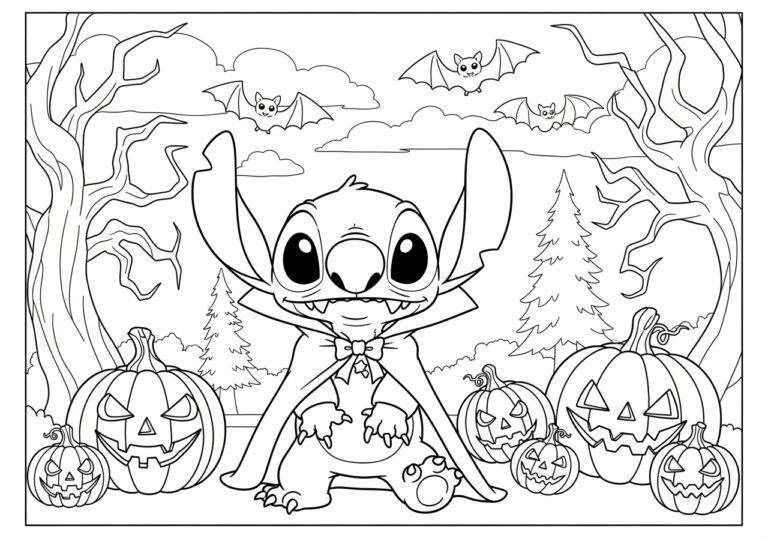 – Stitch Halloween Coloring Pages: Fun and Spooky Designs