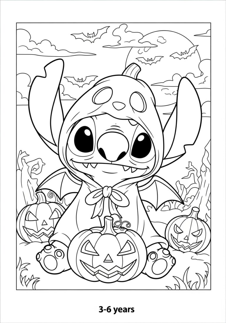 Stitch in Halloween Costume Coloring Page Stitch in Halloween Costume Coloring Page