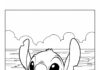 Stitch Shell Collecting Coloring Page for Kids
