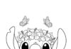 Stitch with Flower Crown Coloring Page