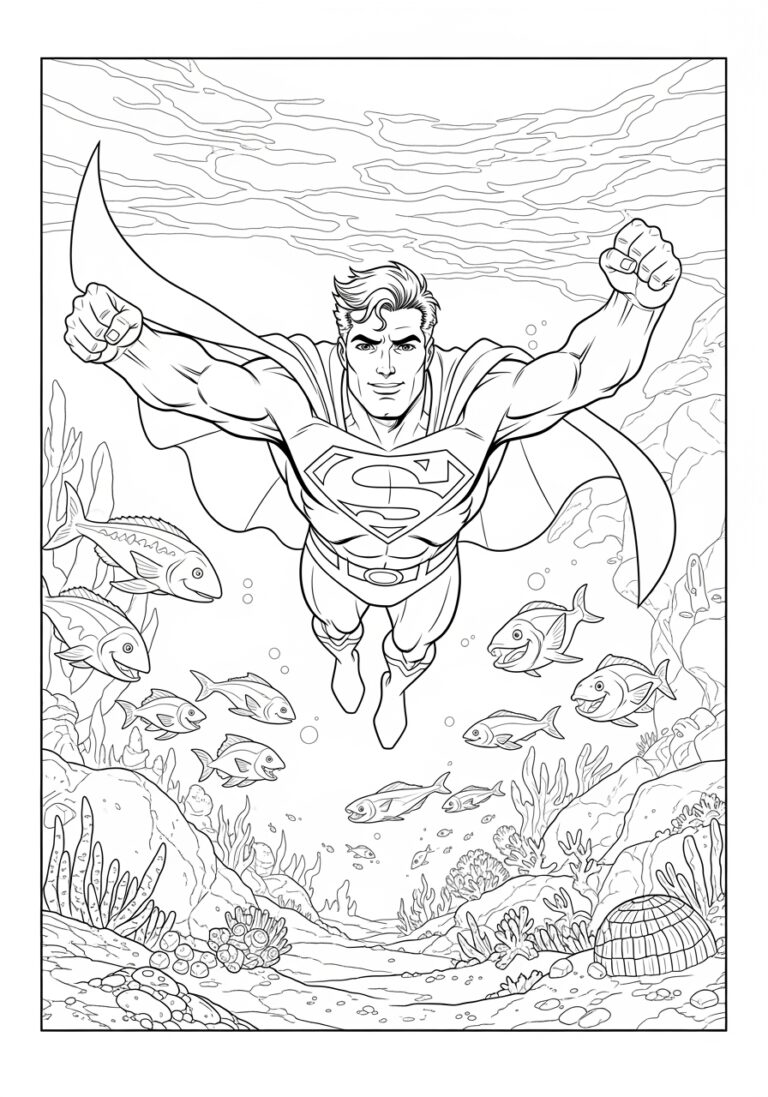 Superman Flying Pose Coloring Pages for Kids Superman Flying Pose Coloring Pages for Kids