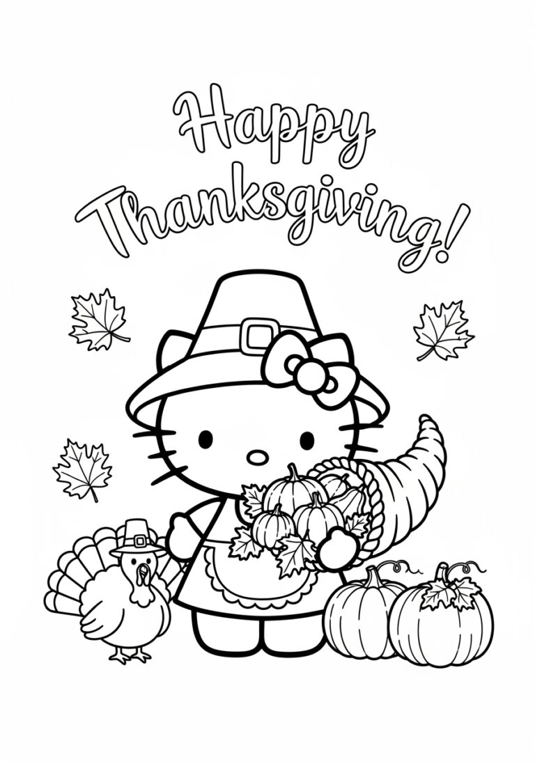 Thanksgiving Hello Kitty Coloring Pages: Festive Fun for Kids