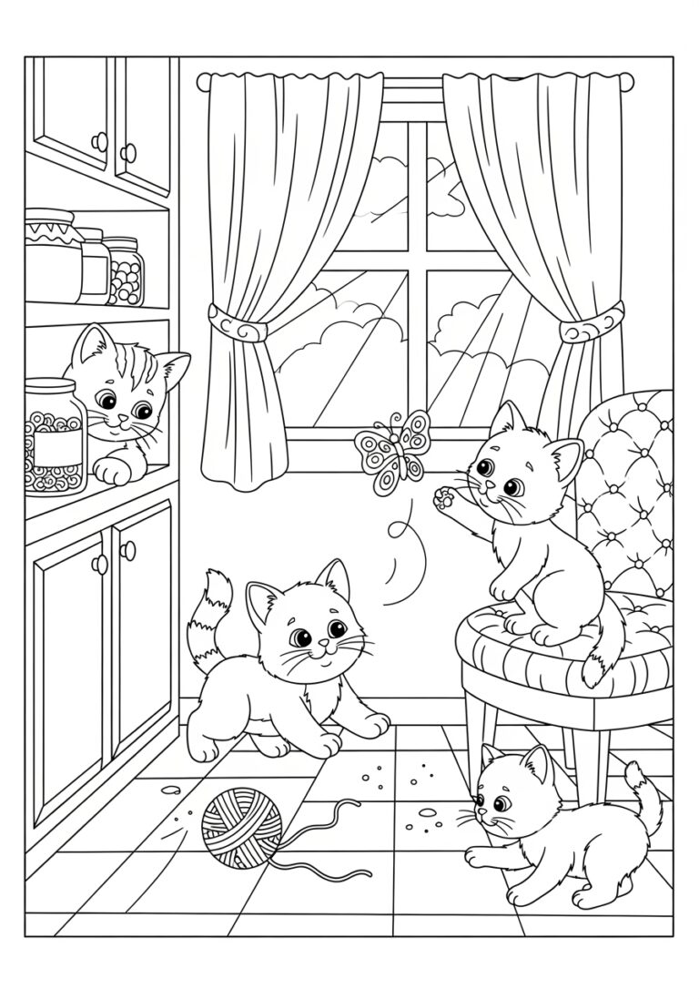 3 Little Kittens Coloring Page