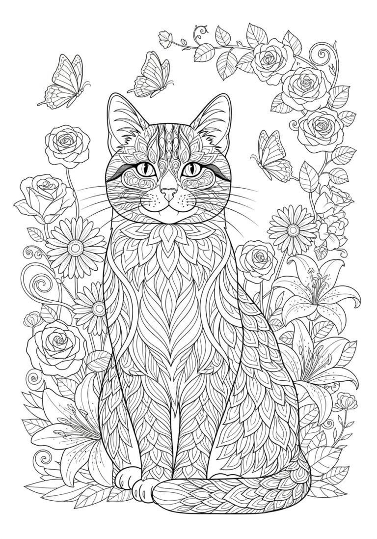 Adult Cat Coloring Page