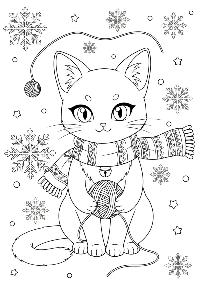 Anime Cat Coloring Page