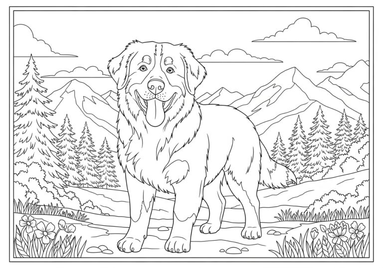 Printable Bernese Mountain Dog Coloring Page