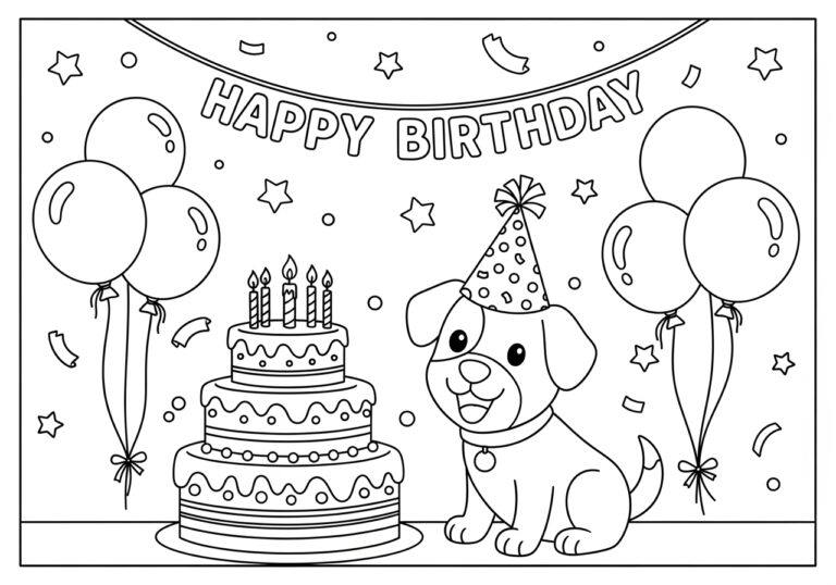 Celebrate with a Birthday Dog Coloring Page!