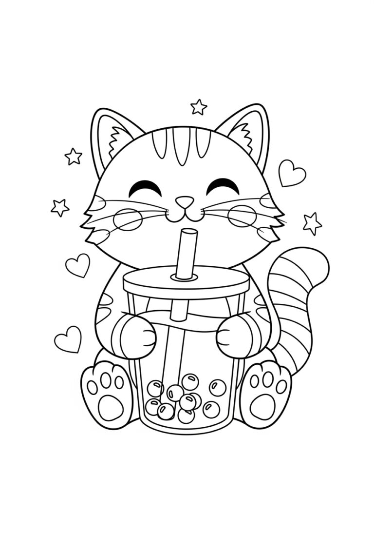 Boba Cat Picture to Print Out and Color Boba Cat Picture to Print Out and Color