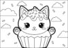 Cakey Cat Coloring Page to Print and Color