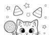 Candy Cat Coloring Page to Print Out and Color