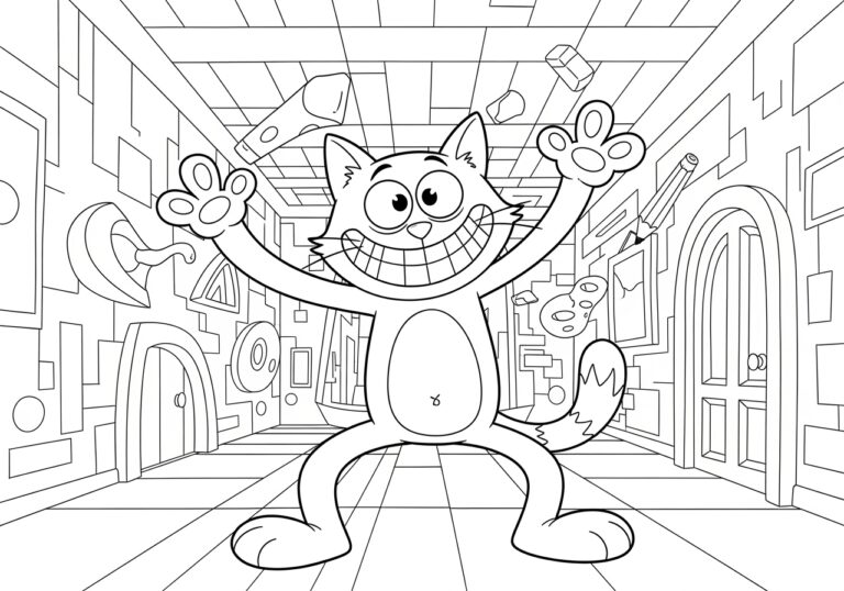 Cartoon Cat Coloring Page