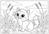 Cartoon Cat Drawing Colour Page to Print Out and Color