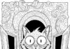 Cartoon Cat Horror Coloring Page