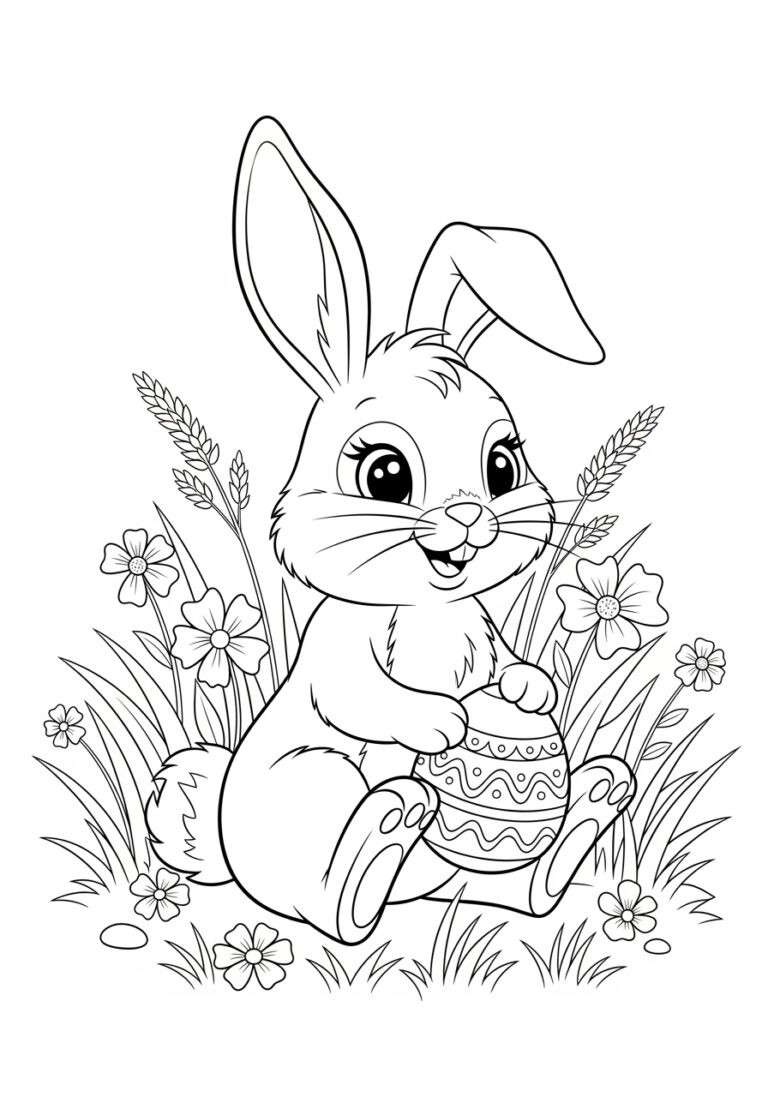 Cartoon Rabbit Coloring Page to Print Out and Color