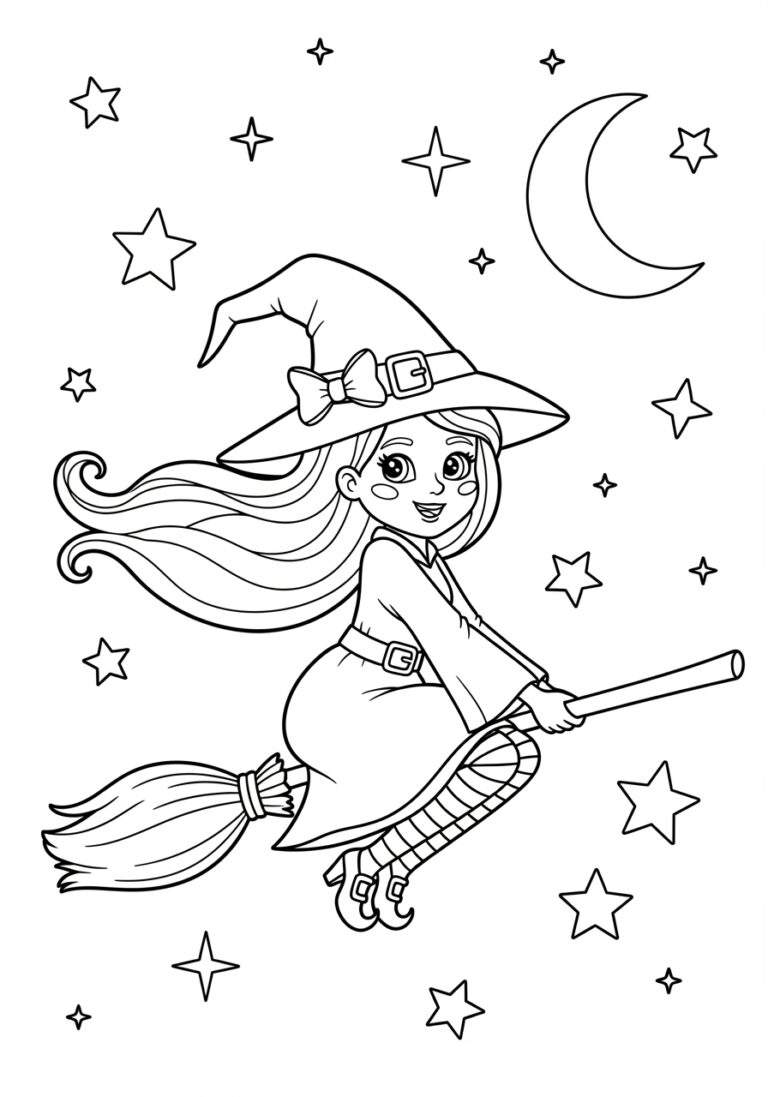 Cartoon Witch Picture to Print Out and Color