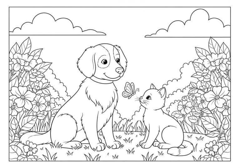 Cat and Dog Coloring Pages for Adults: Relax and Unwind