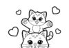 Cat and Kitten Coloring Page to Print Out and Color