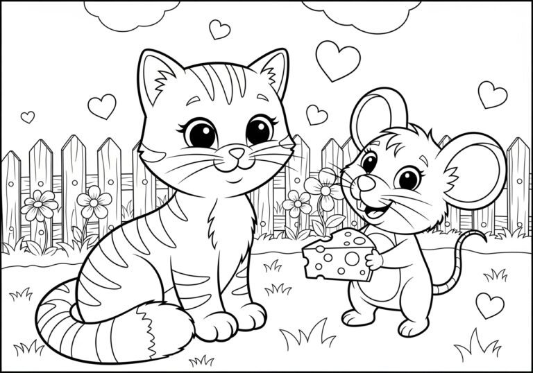 Cat and Mouse Coloring Page Cat and Mouse Coloring Page