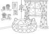 Cat Bed Coloring Page