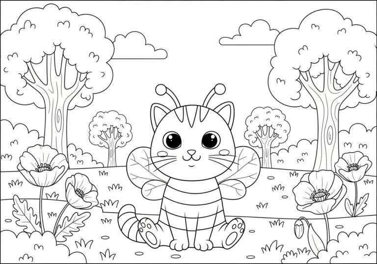 Cat Bee Poppy Playtime Coloring Page