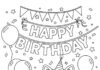 Cat Birthday Coloring Page