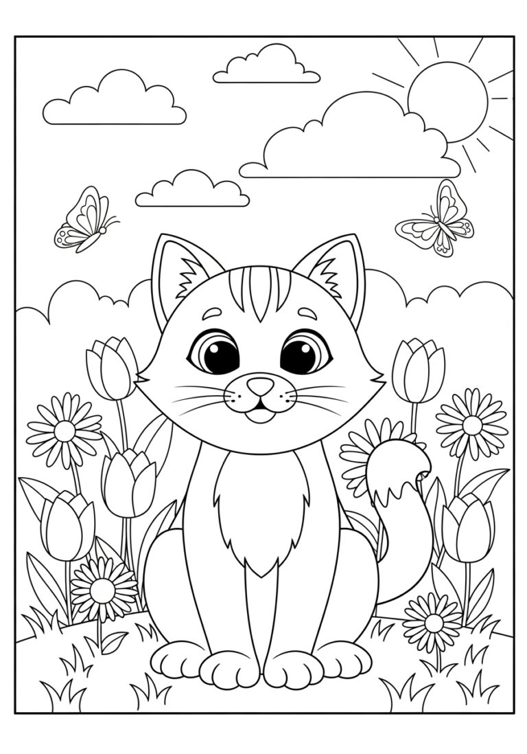 Cat Coloring Template to Print Out and Color
