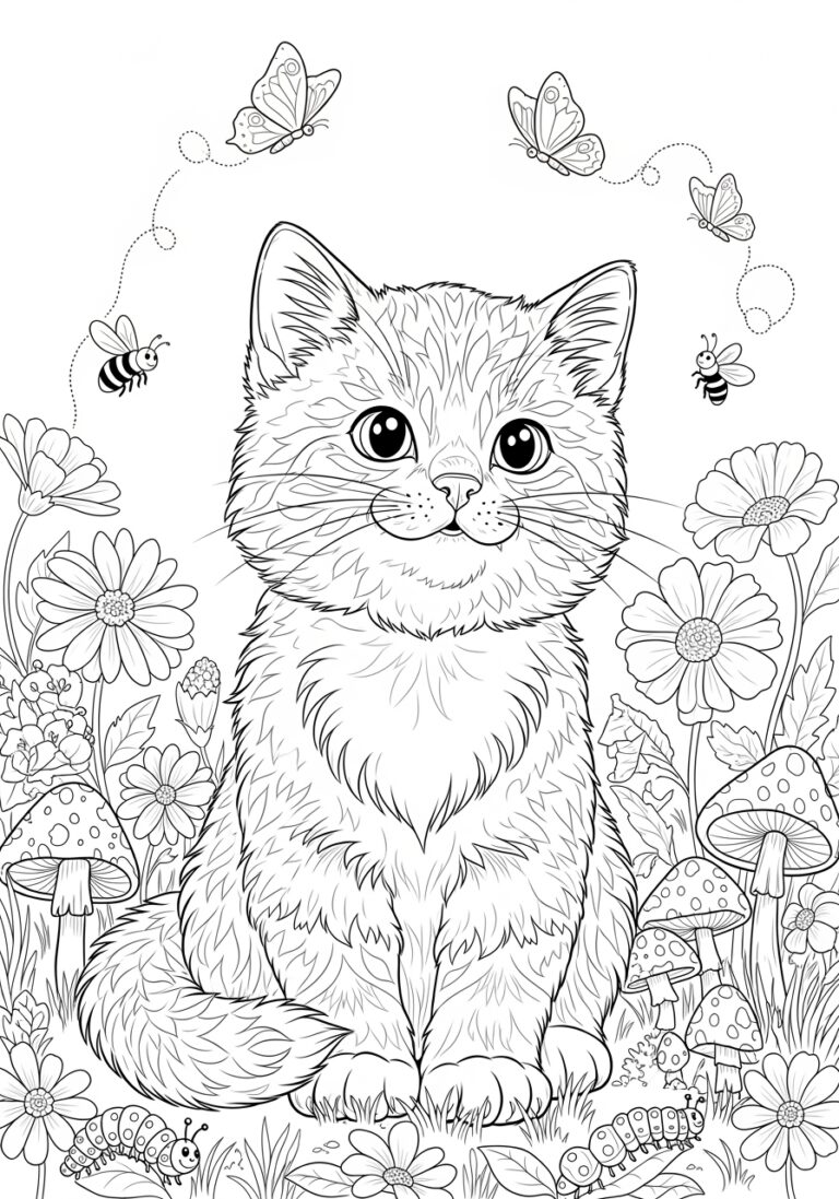 Cat Colouring in Sheet to Print Out and Color