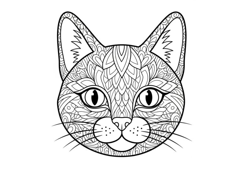 Cat Face Coloring Page to Print and Color Cat Face Coloring Page to Print and Color