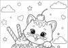 Cat Ice Cream Coloring Page to Print Out and Color