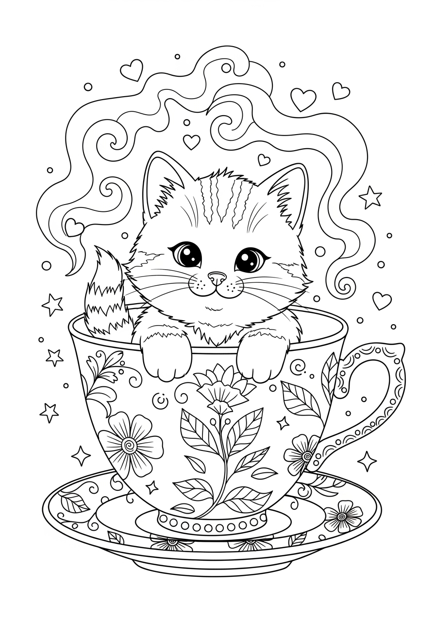 Dibujos Para Colorear De Un Gato En Una Taza imprimibles Y Divertidos Dibujos Para Colorear De Un Gato En Una Taza imprimibles Y Divertidos