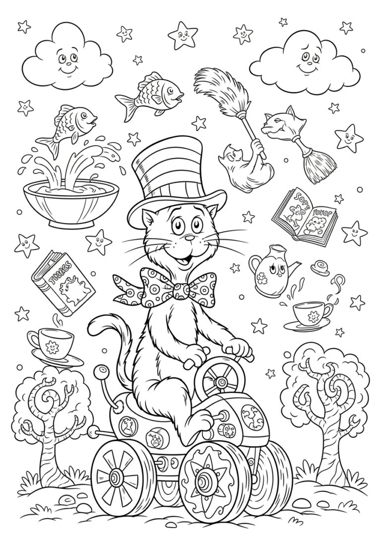 Cat in a Hat Coloring Page