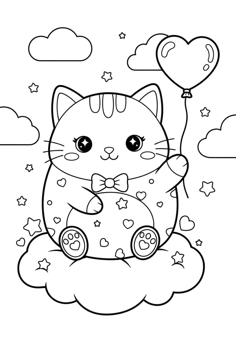 Cat Squishmallow Coloring Page to Print Out and Color Cat Squishmallow Coloring Page to Print Out and Color