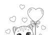 Cat Valentine Coloring Page to Print and Color