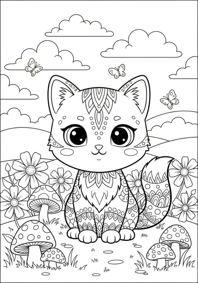 Chibi Cat Picture to Print Out and Color