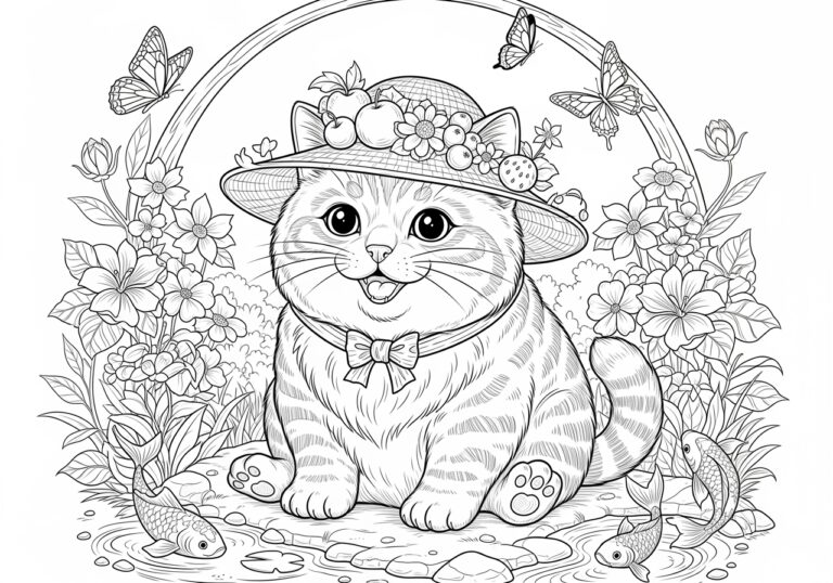 Chubby Cat Coloring Page to Print Out and Color