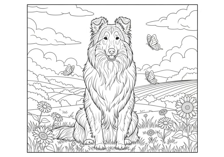 Collie Dog Coloring Pages for Kids and Adults