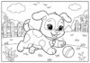 Coloring a Picture of a Beautiful Puppy Playing