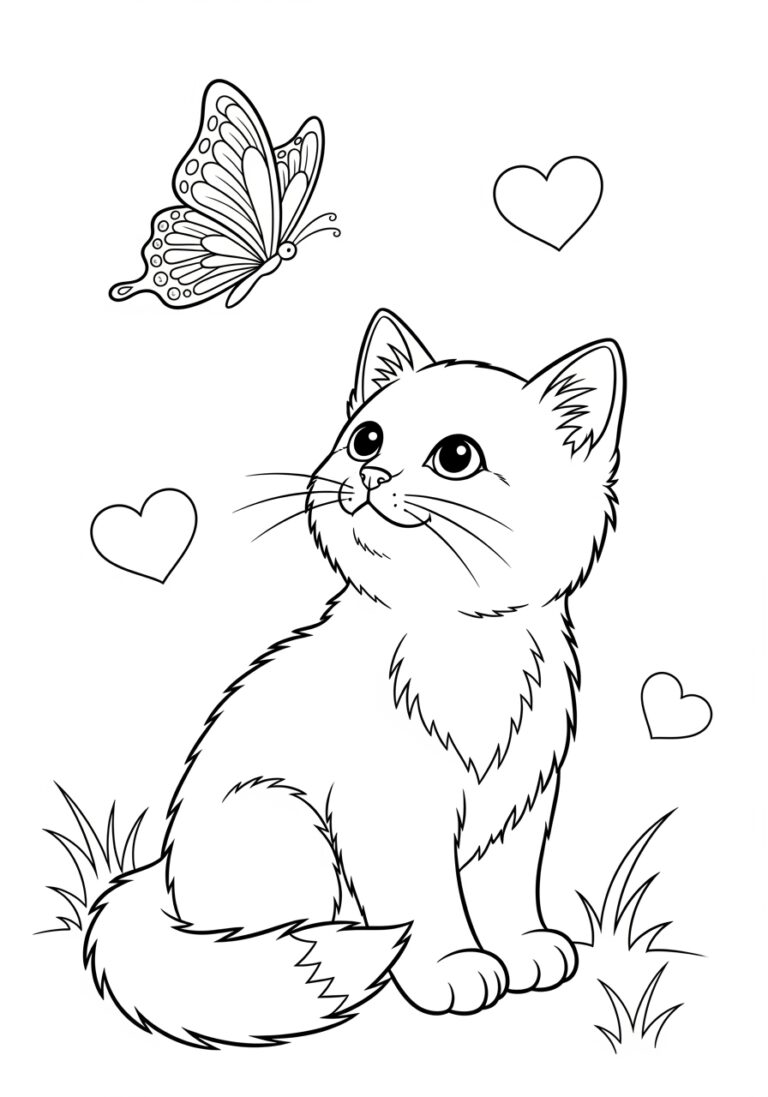 Coloring Page of a Kitten to Print Out and Color Coloring Page of a Kitten to Print Out and Color