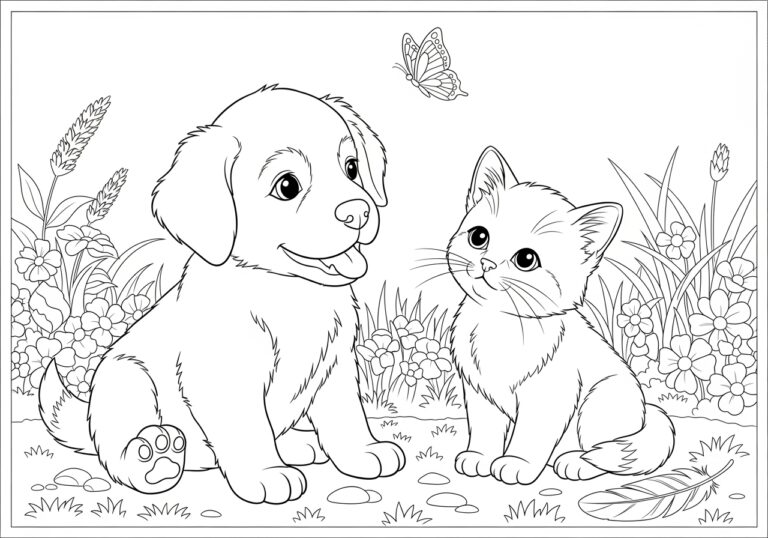 Coloring Pages of Puppies and Kittens: Free Printables for Kids
