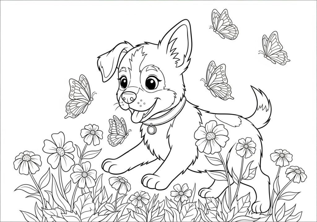 Free Puppy Dog Coloring Page for Kids