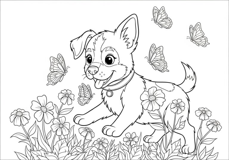 Coloring Page: Fun and Playful Dog