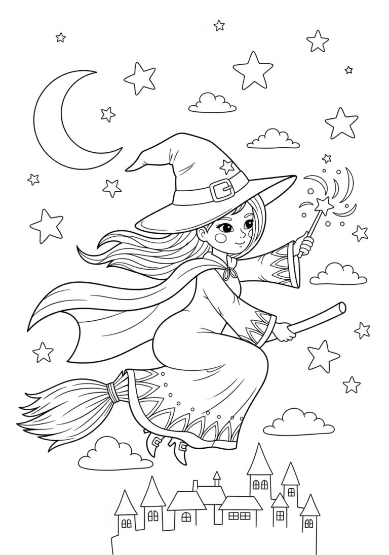 Coloring Picture of a Witch to Print Out and Color
