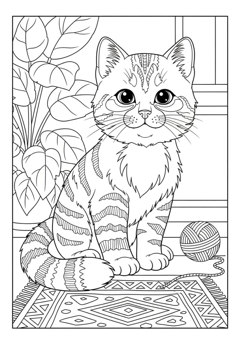 Coloring Sheet of a Cat to Print Out and Color