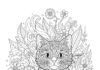 Cute Cat Coloring Page for Adults