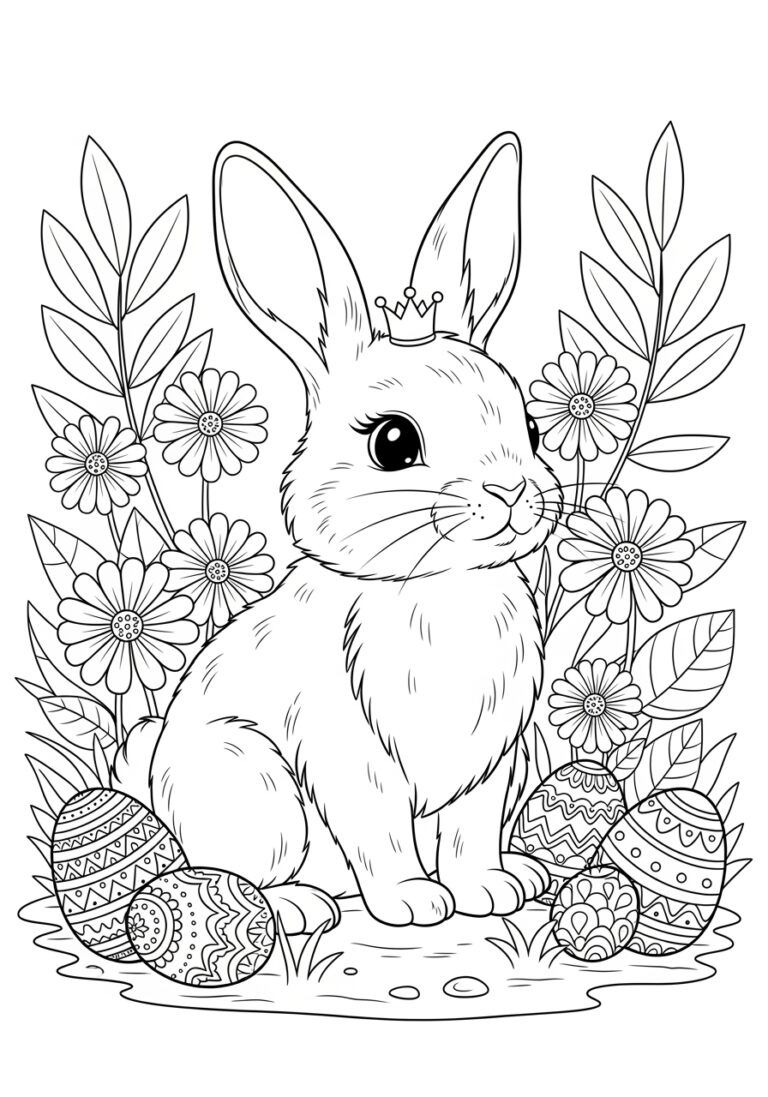 Cute Rabbit Coloring Page to Print Out and Color
