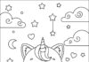 Cute Unicorn Kitty Coloring Page to Print Out and Color